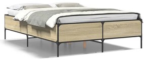 vidaXL Πλαίσιο Κρεβατιού Sonoma Δρυς 140x200 εκ. Επεξ. Ξύλο &amp; Μέταλλο