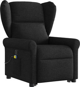 vidaXL Πολυθρόνα Μασάζ Ανακλινόμενη με Ανύψωση Μαύρη Υφασμάτινη