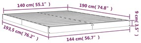 Πλαίσιο Κρεβατιού άσπρο 140 x 190 εκ. από Μασίφ Ξύλο Πεύκου - Λευκό