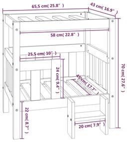 Κρεβάτι Σκύλου Γκρι 65,5x43x70 εκ. από Μασίφ Ξύλο Πεύκου - Γκρι