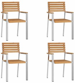 vidaXL Καρέκλα Κήπου 4 pcs Καφέ 56 x 54.5 x 87 εκ. Μασίφ ξύλο teak