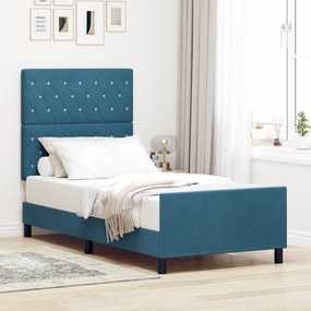 vidaXL Κρεβάτι Μπλε Σκούρο 100x200 cm Βελούδο