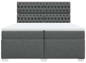 Κρεβάτι Boxspring με Στρώμα Σκούρο Γκρι 200x200 εκ. Υφασμάτινο - Γκρι