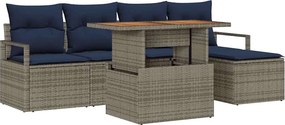 vidaXL Σετ Καναπέ Κήπου 6 pcs Γκρι και Ναυτικό