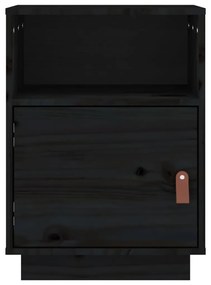 vidaXL Κομοδίνα 2 τεμ. Μαύρα40x34x55 εκ. από Μασίφ Ξύλο Πεύκου