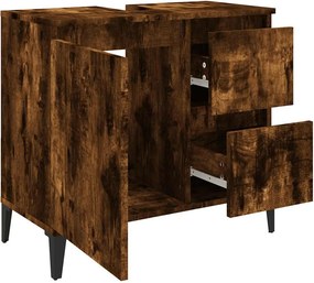 vidaXL Ντουλάπι Μπάνιου Καπνιστή Δρυς 65x33x60 εκ. Επεξεργασμένο Ξύλο