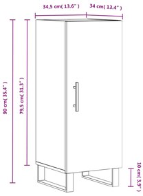 Ντουλάπι Γυαλιστερό Λευκό 34,5x34x90 εκ. Επεξεργασμένο Ξύλο - Λευκό