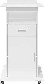 vidaXL Αναλόγιο με Ροδάκια &amp; Συρτάρι Λευκό 55x55x107 εκ. Επεξ. Ξύλο
