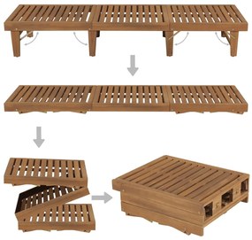 vidaXL Ξαπλώστρα Πτυσσόμενη από Μασίφ Ξύλο Ακακίας με Μαξιλάρι