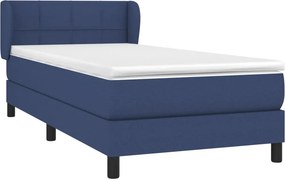 vidaXL Κρεβάτι Boxspring με Στρώμα Μπλε 90x200 εκ.Υφασμάτινο
