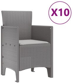 vidaXL Σετ Τραπεζαρίας Κήπου 11 Τεμαχίων με Μαξιλάρια Ανοιχτό Γκρι Συνθετικό Ρατάν