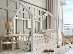 Κρεβάτι Παιδικό Montessori Bianco Duo με κάγκελα 30cm σε Λευκό Χρώμα  100×200cm  Luletto (Δώρο 10% έκπτωση στο Στρώμα)