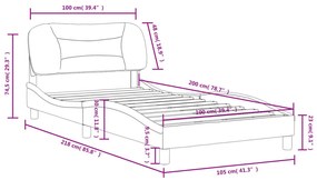 Σκελετός Κρεβατιού Χωρίς Στρώμα Taupe 100 x 200 εκ. Υφασμάτινο - Μπεζ-Γκρι