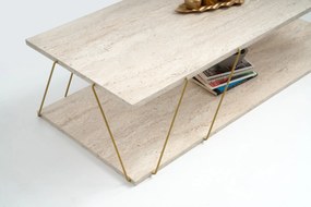 Coffee Table Labranda - Gold, Travertine Travertine 
Gold