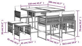 vidaXL Σετ Τραπεζαρίας Κήπου 9τεμ. Μικτό Μπεζ Συνθ. Ρατάν με Μαξιλάρια