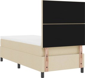 vidaXL Κρεβάτι με ελατήρια με κεφαλάρι Κρεμ 100 x 200 cm ύφασμα