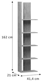 Βιβλιοθήκη Mirca pakoworld μελαμίνης sonoma 41,4x21x162εκ (1 τεμάχια)