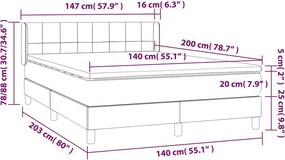 vidaXL Κρεβάτι Boxspring με Στρώμα Μαύρο 140x200 εκ. Βελούδινο