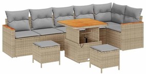 vidaXL Σετ Καναπέ Κήπου 9 pcs Μπεζ συνθετικό ρατάν