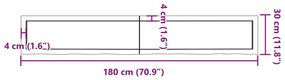 Ράφι Τοίχου 180x30x(2-4) εκ. από Ακατέργαστο Μασίφ Ξύλο Δρυός - Καφέ