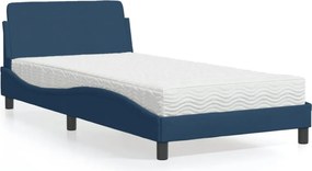 vidaXL Κρεβάτι με Στρώμα Dover Μπλε 100 x 200 εκ. Υφασμάτινο