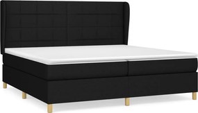 vidaXL Κρεβάτι Boxspring με Στρώμα Μαύρο 200x200 εκ. Υφασμάτινο