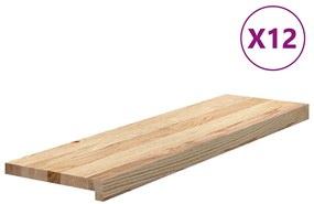 vidaXL Πατάκια Σκάλας 12 τεμ. από Ακατέργαστο Μασίφ Ξύλο Δρυός