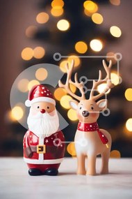 Intra Συλλεκτικό Ξύλινο Παζλ Plywood  4mm - Ειδώλια Άγιου Βασίλη και ταράνδων με φωτισμένο φόντο Σε Ξύλινο Κουτί - Διαστάσεις: 10x10 cm – 25 κομμάτια