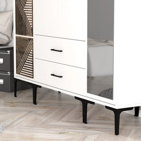 Τετραφυλλη Ντουλαπα Λευκο KUMSAL 47.5x160x201.4