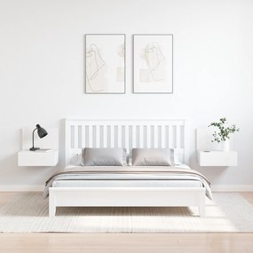vidaXL Τοίχου Κομοδίνο με συρτάρι Επιτοίχιο 2 pcs Λευκό 42 x 32.5 x 40 εκ