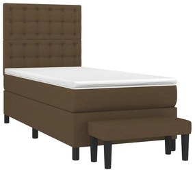 Κρεβάτι Boxspring με Στρώμα Σκούρο Καφέ 80x200 εκ. Υφασμάτινο - Καφέ