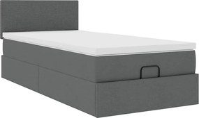 vidaXL Οθωμανικό κρεβάτι με στρώμα Σκούρο γκρι 80x200cm ύφασμα
