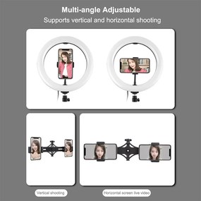 Ring Light Puluz 10.2" 26cm με Τρίποδο Δαπέδου 1.65cm και Βάση για 3 Κινητά