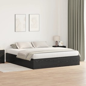 vidaXL Κρεβάτι αποθήκευσης Μαύρη βελανιδιά 200x200 εκ