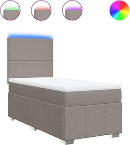 vidaXL Κρεβάτι Boxspring με Στρώμα Taupe 90x190 εκ.Υφασμάτινο