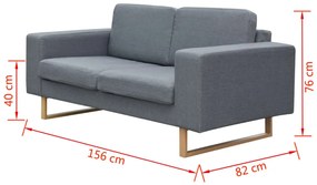 vidaXL Καναπές Διθέσιος Ανοιχτό Γκρι Υφασμάτινος