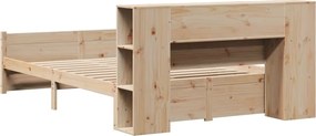 vidaXL Κρεβάτι Βιβλιοθήκη Χωρίς Στρώμα 140x200 εκ Μασίφ Ξύλο Πεύκο