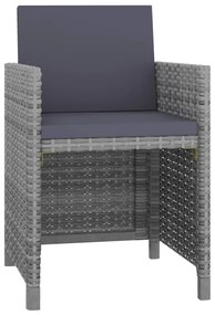 vidaXL Σετ Τραπεζαρίας Εξ. Χώρου 5 τεμ. Γκρι Συνθ. Ρατάν με Μαξιλάρια