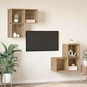 vidaXL Σετ επίπλου τηλεόρασης 4 pcs Artisan Oak Επεξεργασμένο ξύλο