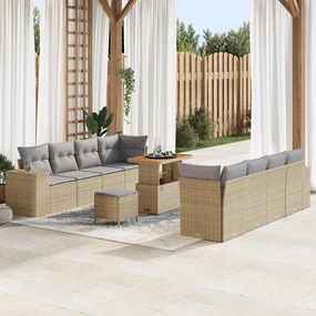 vidaXL Σετ Καναπέ Κήπου 11 pcs Μπεζ συνθετικό ρατάν