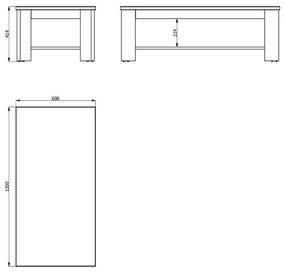 Τραπεζάκι Σαλονιού Oscar KS Artisan Oak 120x60x41 εκ.