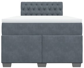 Κρεβάτι Boxspring με Στρώμα Σκούρο Γκρι 120x190 εκ. Βελούδινο - Γκρι