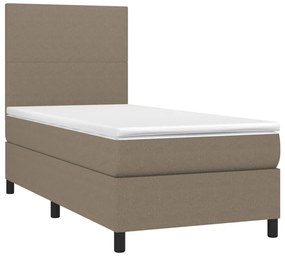 Κρεβάτι Boxspring με Στρώμα &amp; LED Taupe 90x190 εκ. Υφασμάτινο - Μπεζ-Γκρι