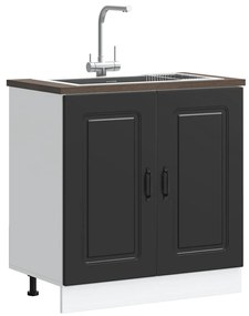 Ντουλάπι βάσης νεροχύτη Kalmar Μαύρο 80x46x81,5 εκ. Επεξ. Ξύλο