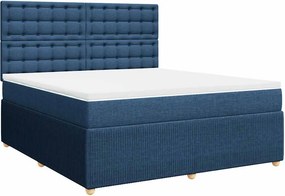 vidaXL Κρεβάτι Boxspring με Στρώμα Μπλε 180x200 εκ. Υφασμάτινο