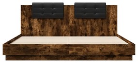 vidaXL Πλαίσιο Κρεβατιού με Κεφαλάρι/LED Καπν. Δρυς 160x200 εκ.