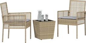 vidaXL Σετ Μπιστρό Κήπου 3 pcs Μπεζ συνθετικό ρατάν