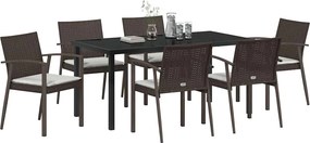 vidaXL Σέτ φαγητού για κήπο 7 pcs Καφέ και Μαύρο Ράτα PE