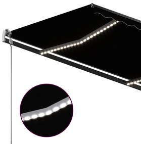 Τέντα Αυτόματη με LED &amp; Αισθητήρα Ανέμου Ανθρακί 4x3 μ. - Ανθρακί