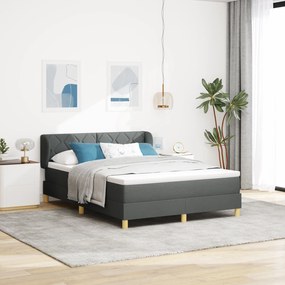 vidaXL Κρεβάτι Box Spring με Στρώμα - Σκούρο Γκρι, 160x200 εκ. Υφάσμα
